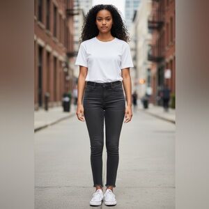 Abercrombie & Fitch Curve Love High Rise Skinny Ankle Jeans 26R Raw Hem